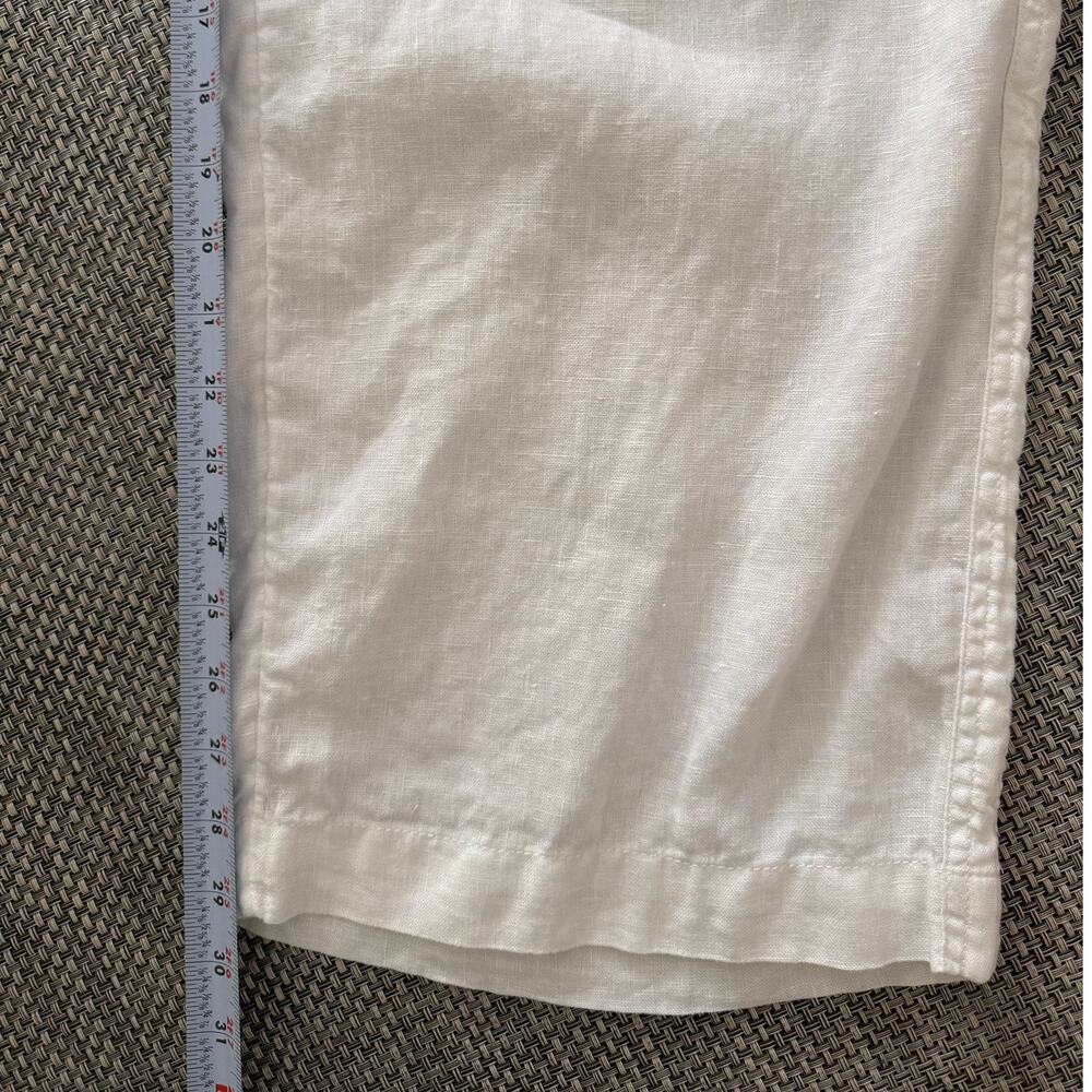 ATHLETA Cabo 100% Linen Wide Leg Elastic Waist Pockets Pant White Calla Lily 14 - Picture 7 of 7